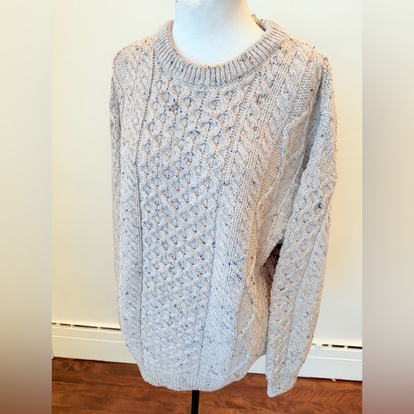 Aran Mor Sweaters - NEW - Made in Ireland wool ARAN MOR Ladies Honeycomb knit Sweater oat colour